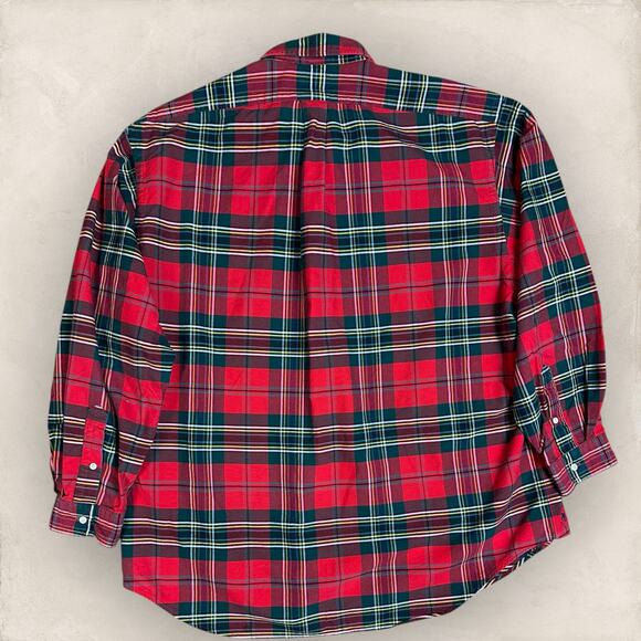 Ralph Lauren Button Down Shirt Mens XL Red Big Oxford Plaid Long Sleeve Cotton - Picture 2 of 5